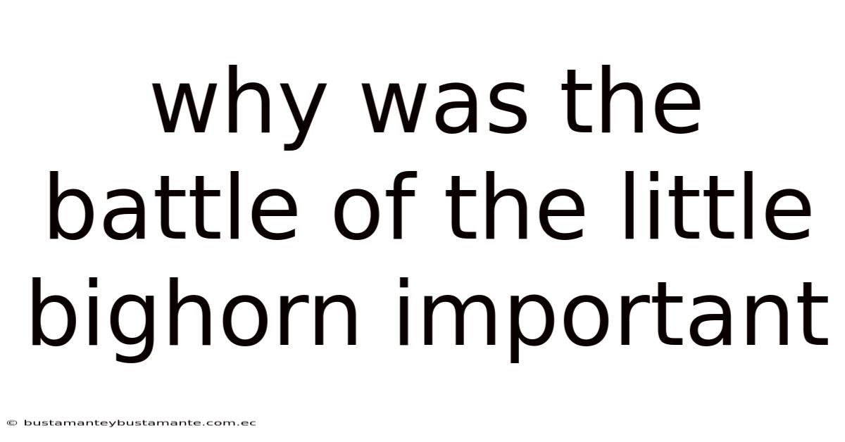 Why Was The Battle Of The Little Bighorn Important