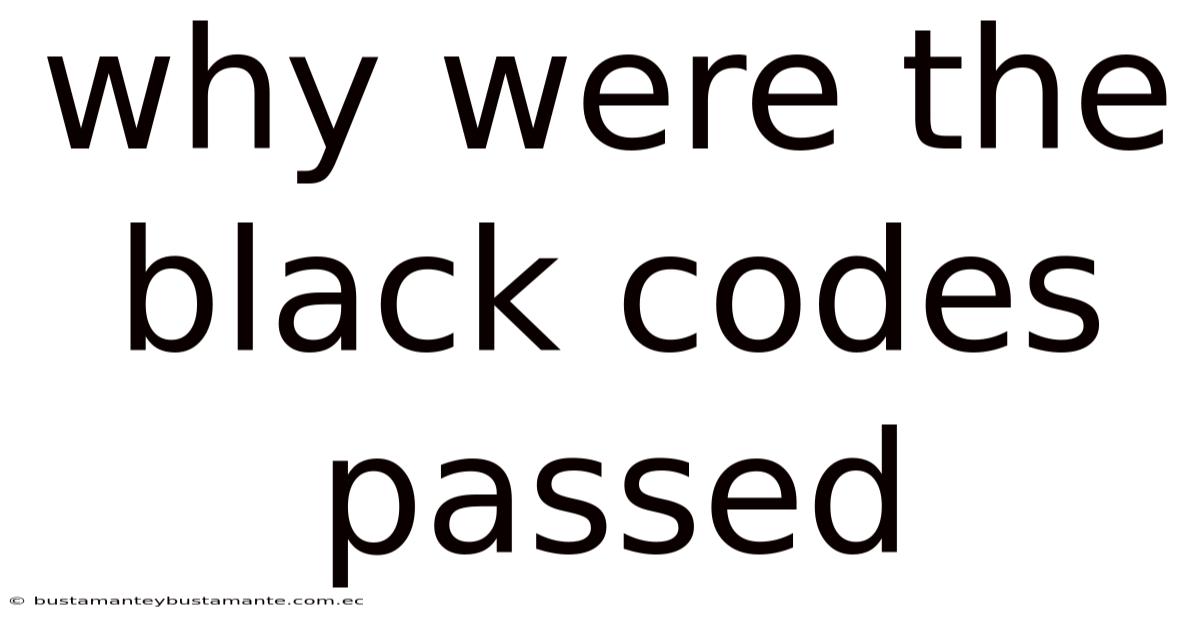 Why Were The Black Codes Passed